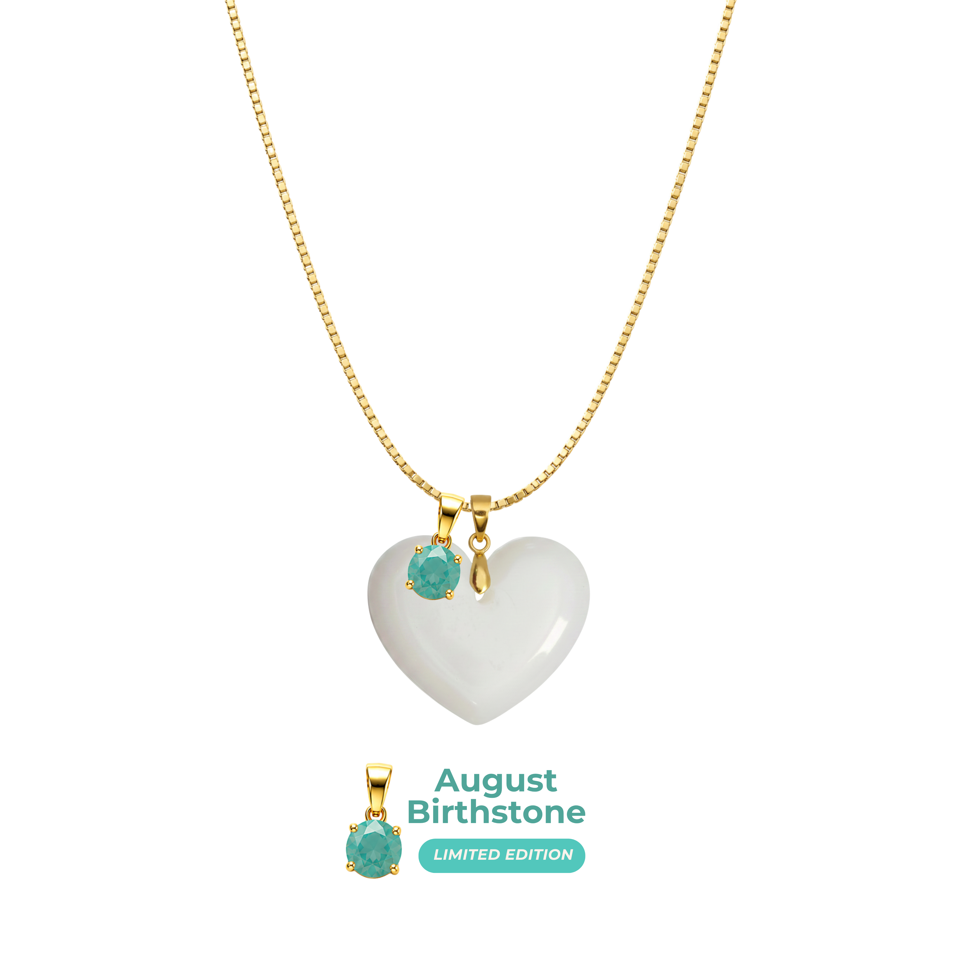 Cœur Rondouillard avec Chaîne et Pendentif du Mois de Naissance