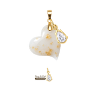 Twisted Heart with Gold Leaf and Zirconia Drop