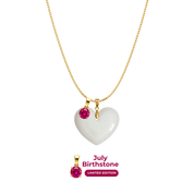 Cœur Rondouillard avec Chaîne et Pendentif du Mois de Naissance