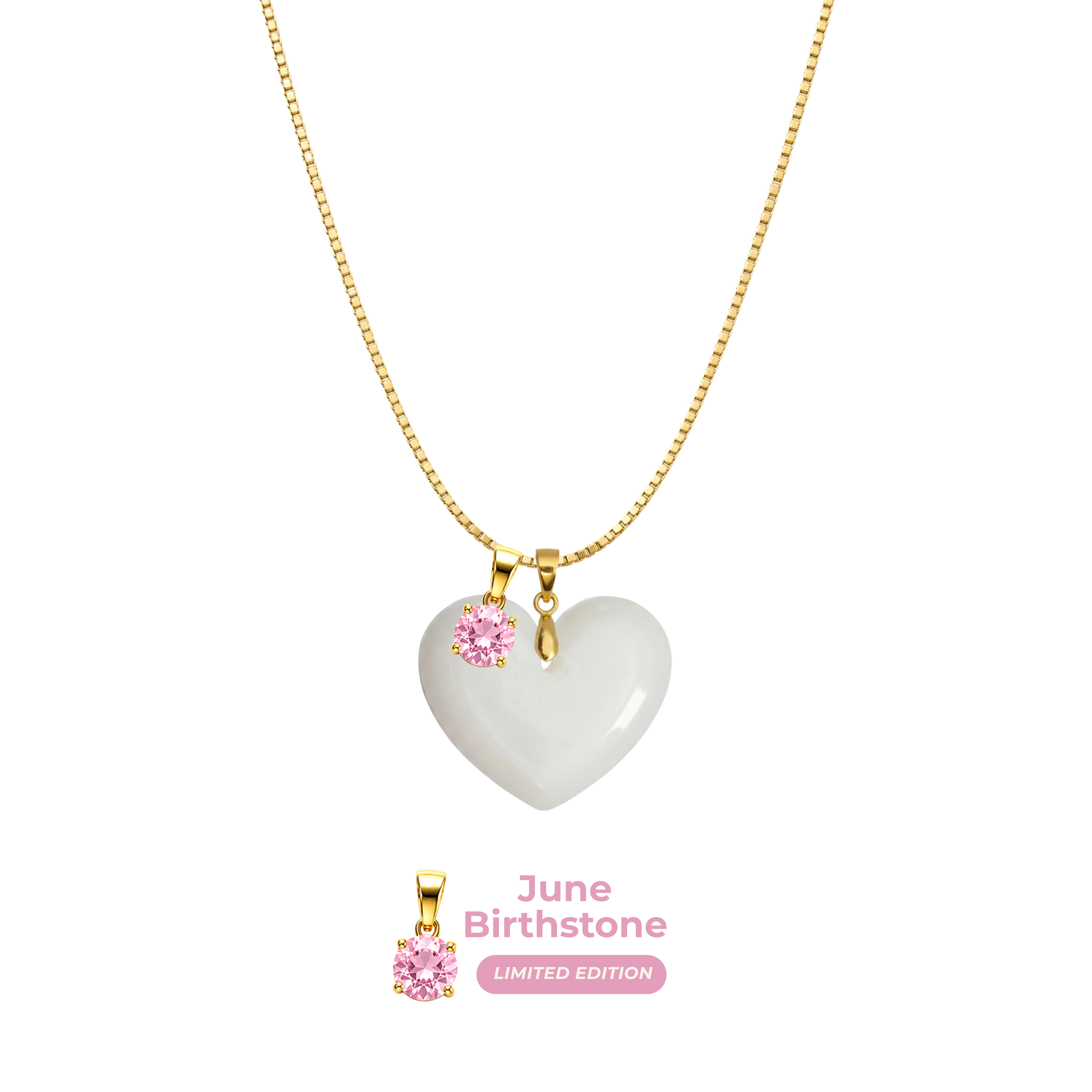 Cœur Rondouillard avec Chaîne et Pendentif du Mois de Naissance