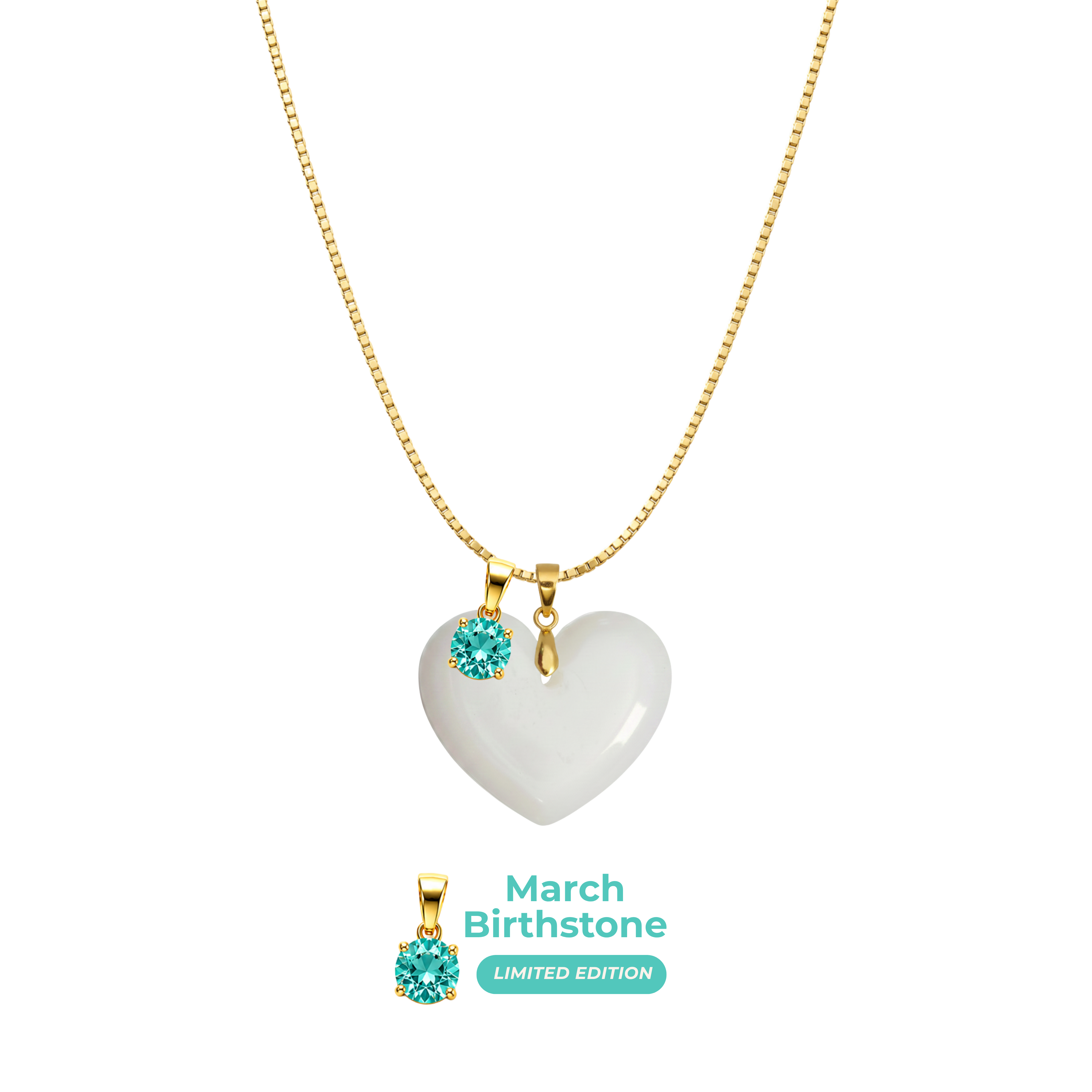 Cœur Rondouillard avec Chaîne et Pendentif du Mois de Naissance