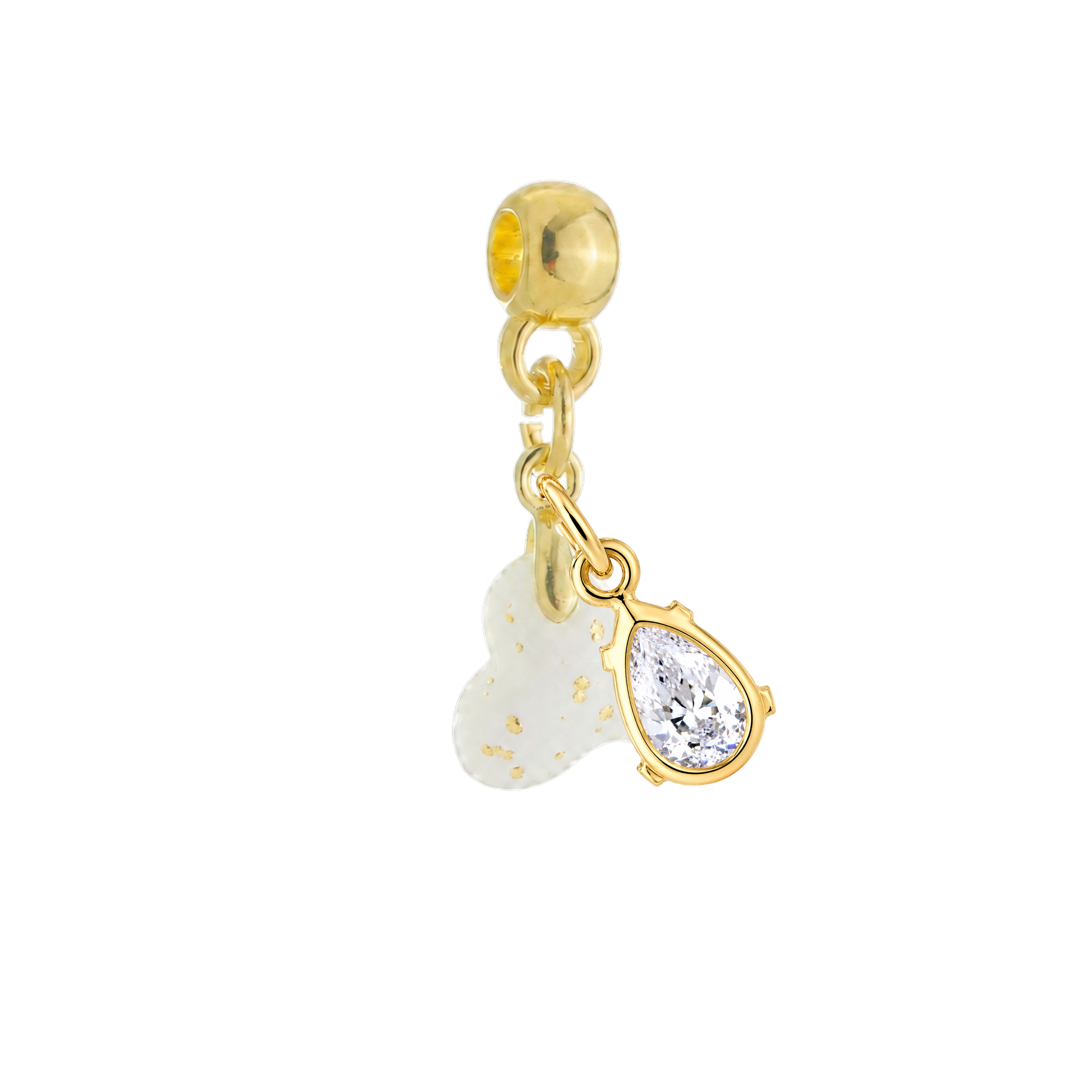 Mini Twisted Heart Gold Leaf with Zirconia Drop