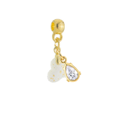 Mini Twisted Heart Gold Leaf with Zirconia Drop
