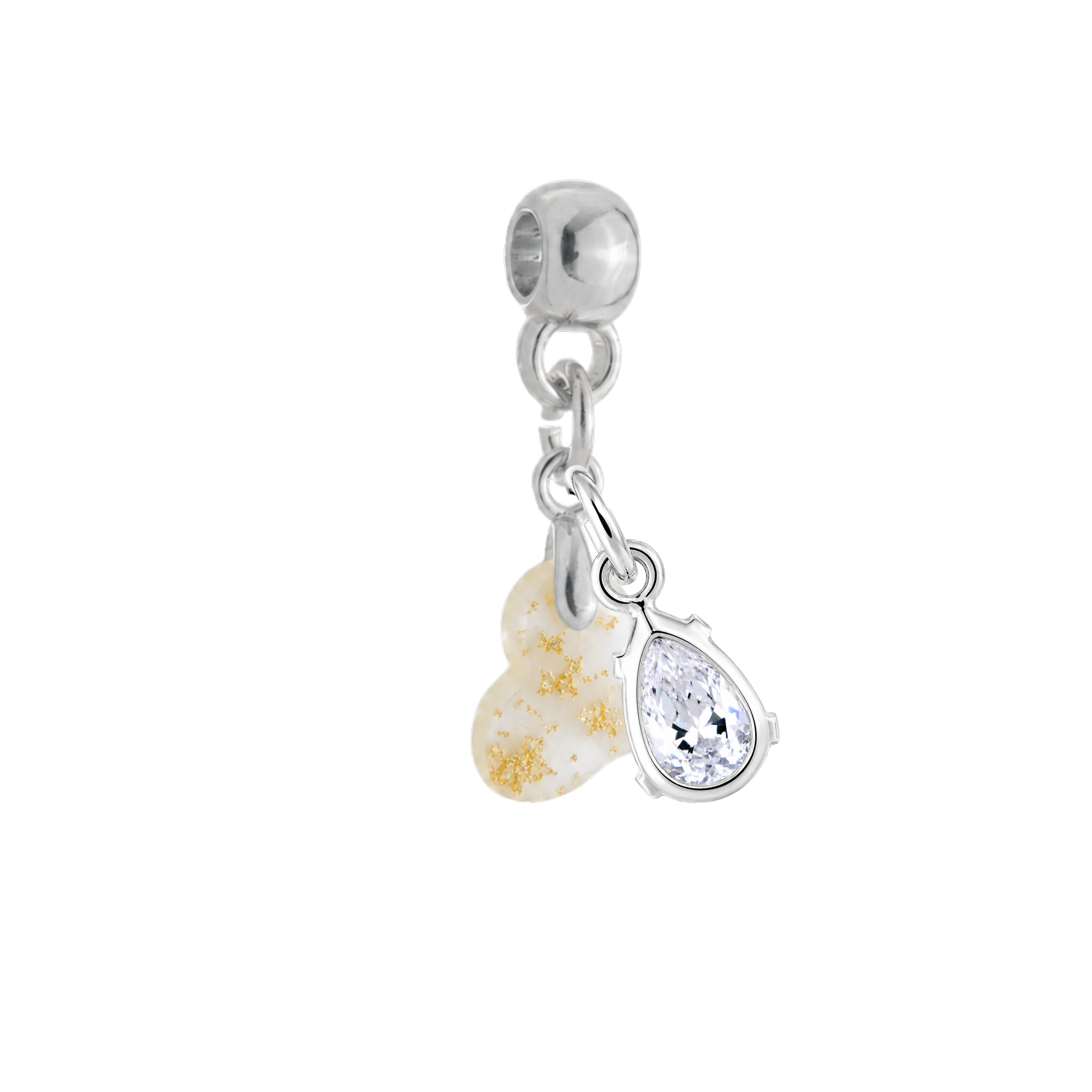 Mini Twisted Heart Gold Leaf with Zirconia Drop