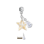 Mini Estrela com Folhas Douradas e Gota de Zircónia