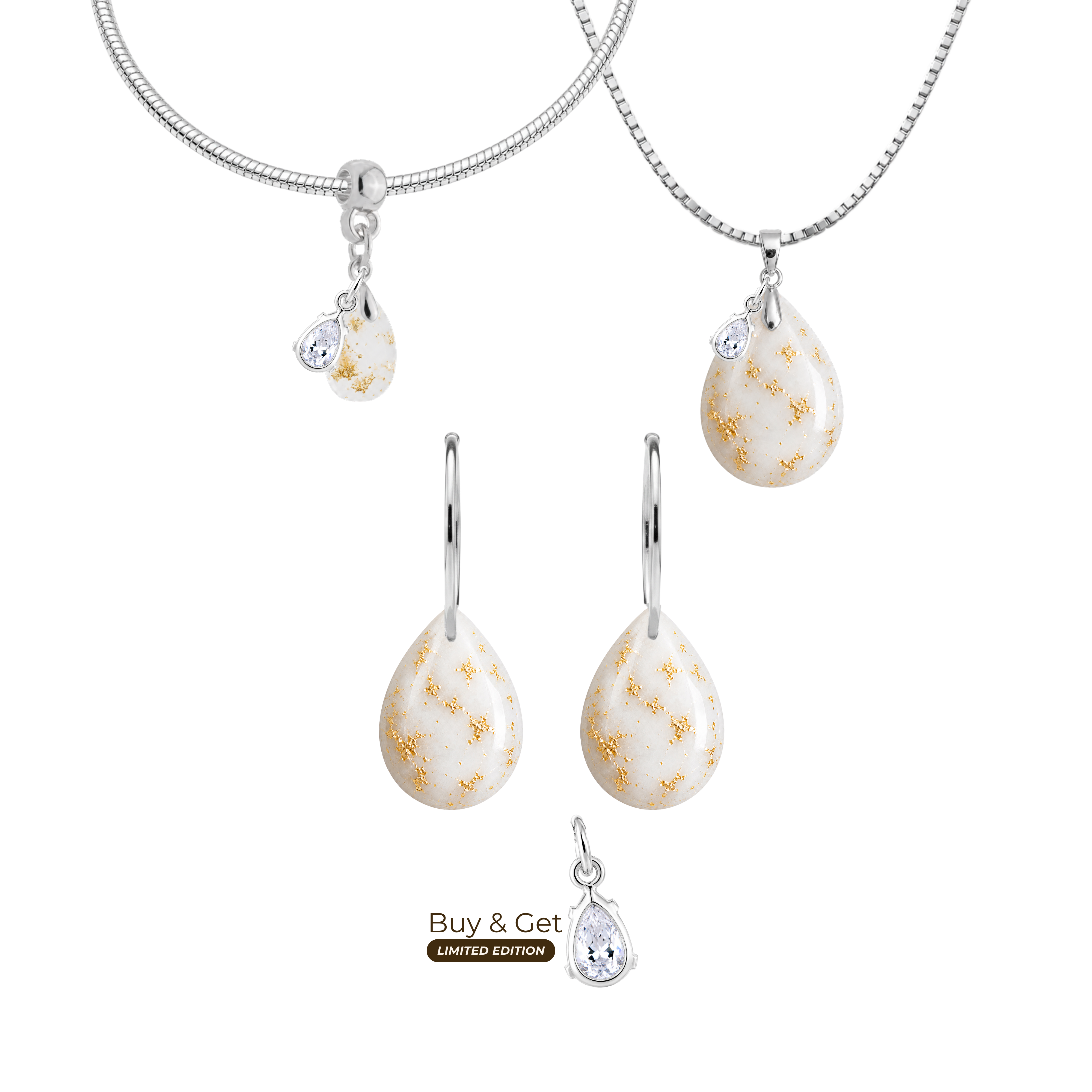 Chubby Mini Drop with Gold Leaf and Zirconia Drop