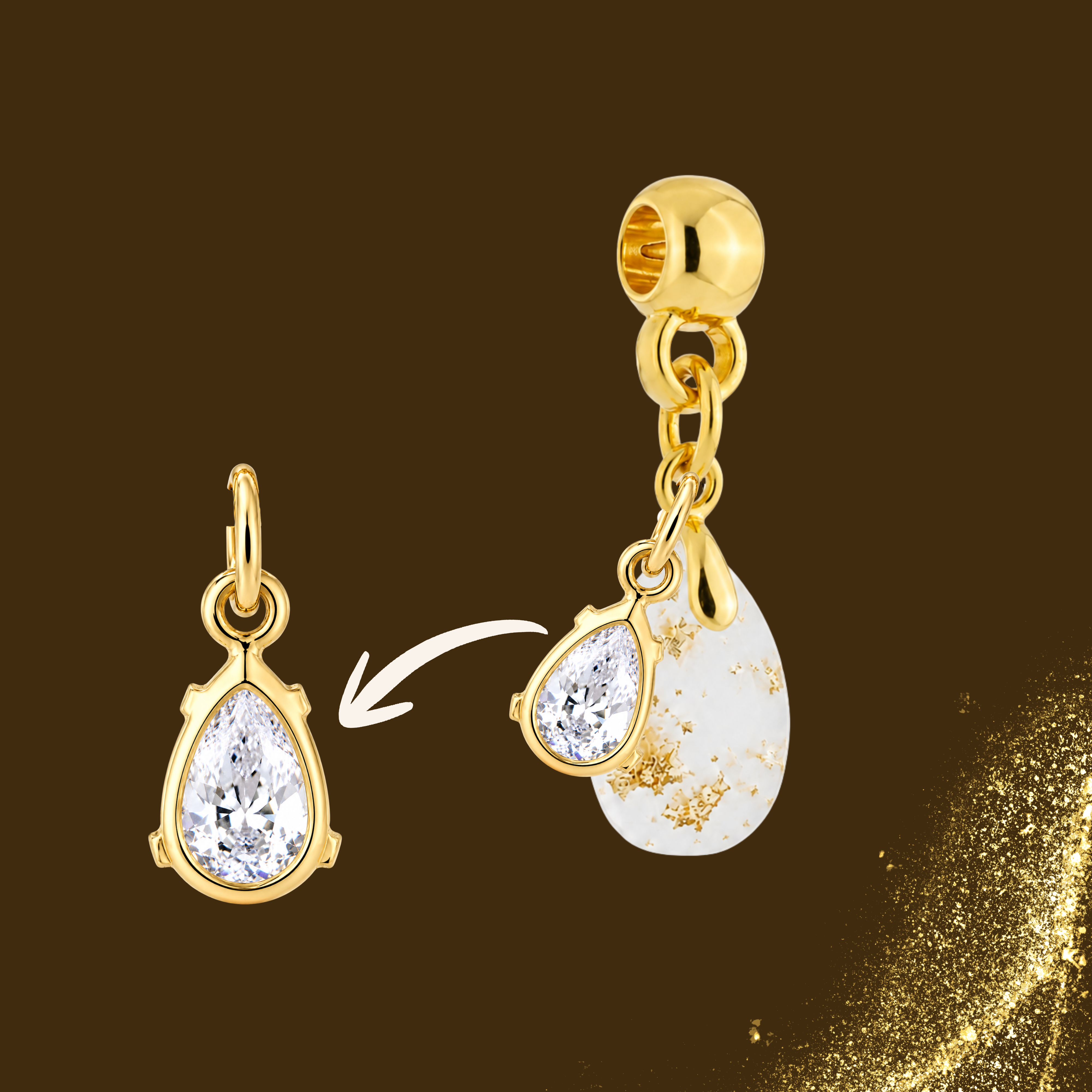 Additional Charm with Gold Leaf and a Zirconia Drop – Kit not included