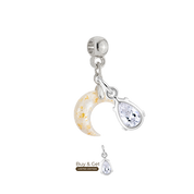 Mini Lua com Folhas Douradas e Gota de Zircónia