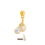 Mini Círculo Texturizado com Folhas Douradas e Gota de Zircónia