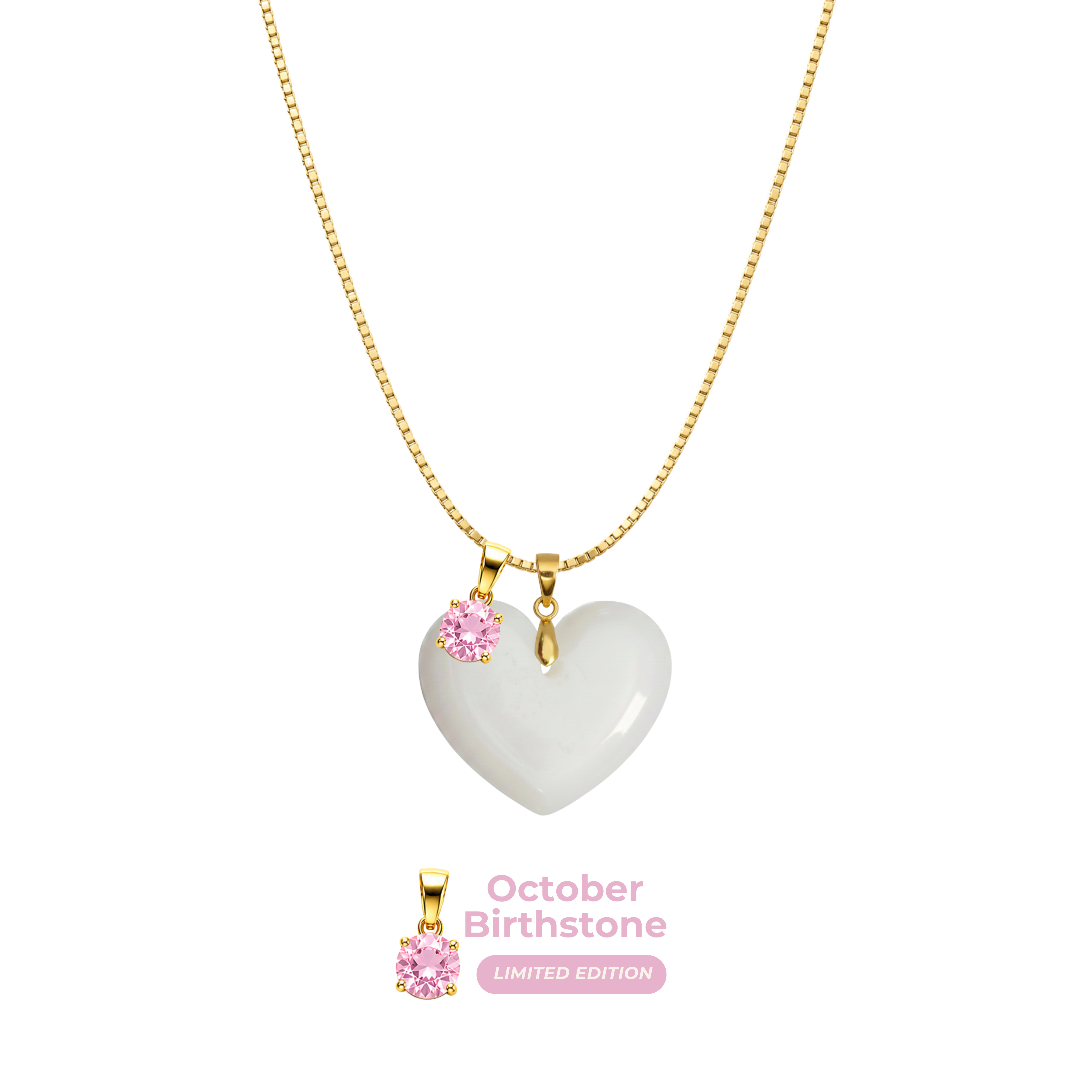 Cœur Rondouillard avec Chaîne et Pendentif du Mois de Naissance